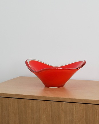 Patera czerwona, szkło Murano, włoski design, lata 60, produkcja: Włochy