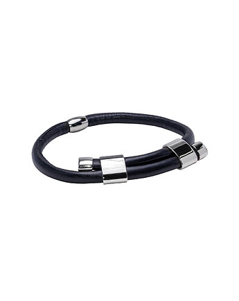 Regulowany choker z czarnej skóry i błyszczącej stali