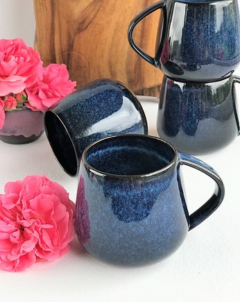 Kubek Beczułka ręcznie robiony granatowy 320 ml  - Nocne Niebo, Ceramika Tyka