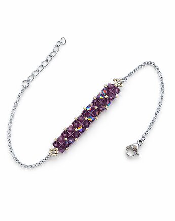 Crystal Square Amethyst - Delikatna bransoletka z kryształów Preciosa