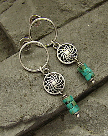 Kolczyki srebrne Turquoise Loops I