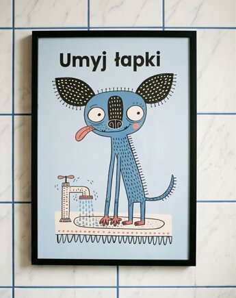 Plakat 30x40 łazienka myj łapki Chihuahua