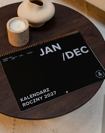 Kalendarz 2027 ADHD-friendly - ścienny, minimalistyczny, czarny