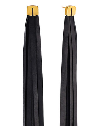 Kolczyki chwosty Long Tassel Leather Earrings in Gold