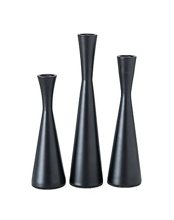 Świecznik Metalowy 3 szt. Komplet Świeczników Black