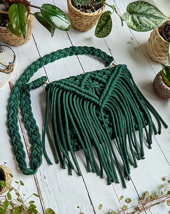 Torebka Nimfa, wykonana techniką makramy, Dary Rusałki