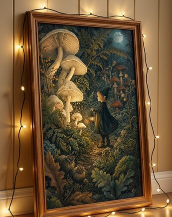 PLAKAT pokój dziecka las jesienny ilustracja grafika elf