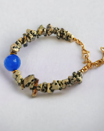 Bransoletka : jaspis dalmatyński & jadeit chabrowy, kaktusia