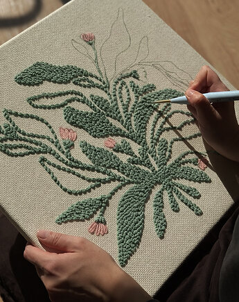 Green FLORA Zestaw Punch Needle + e-book z instrukcją krok po kroku