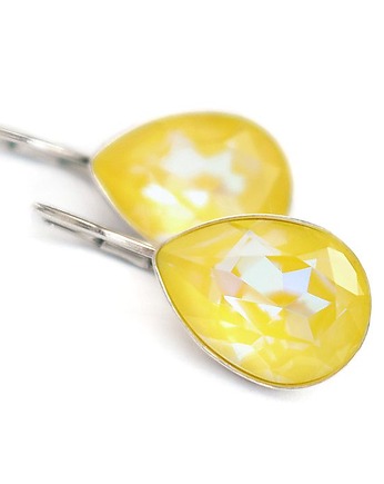 Kolczyki- Kryształy Swarovski-Cytrynowe krople