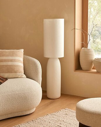 Lampa podłogowa, kamionkowa, biała Keyah 111 cm