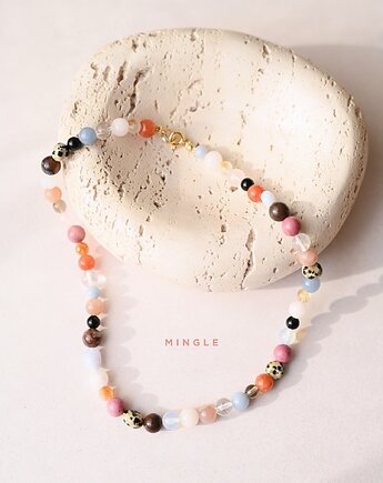MINGLE Naszyjnik RHEI z kamieni naturalnych Chocker Kolorowy Angelit Onyks