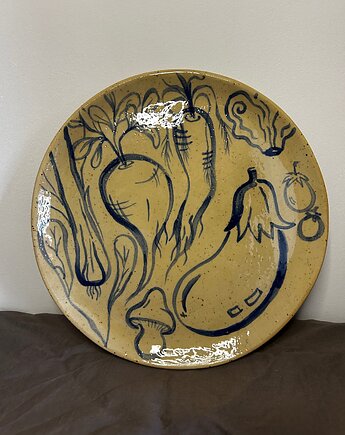 Talerze w warzywa ręcznie malowane ceramiczne