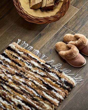 Dywan naturalny tkany owcza skóra handmade wełniany beżowy mix