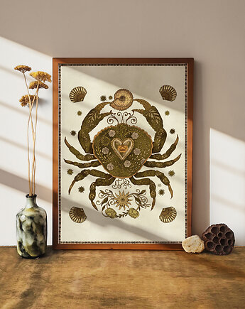 Krab, plakat morze, ocean, dekoracja domu