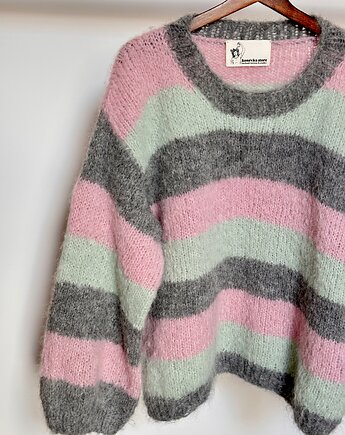 Sweter z alpaki i wełny naturalnej zrobiony ręcznie