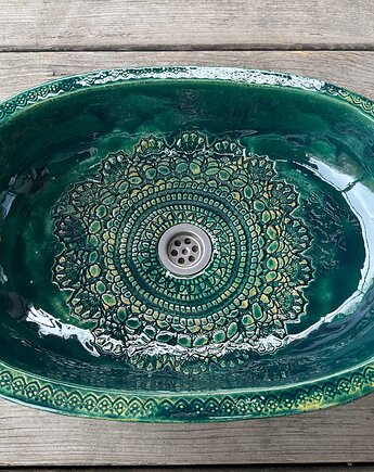 Umywalka ceramiczna, owalna z koronkami