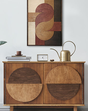 Drewniany obraz mid-century. "Węzeł sił". Drewniana dekoracja boho.
