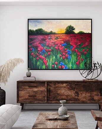 Obraz  "Tam gdzie zachodzi słońce "  akryl na płótnie 110x90 cm