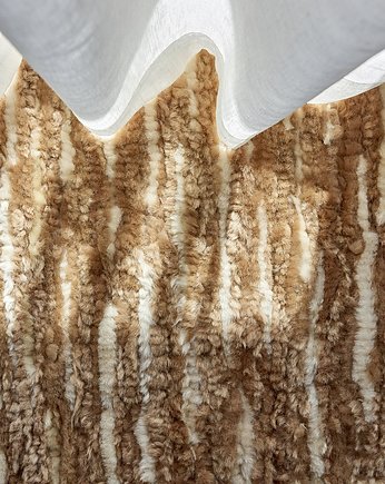 Dywan naturalny wełniany tkany skóra owcza handmade beż biały