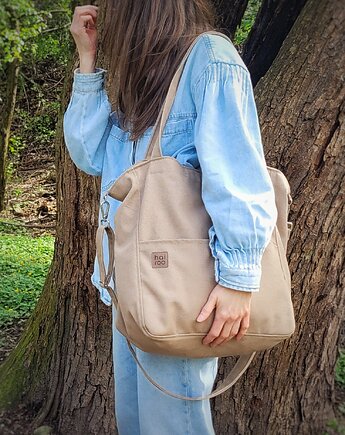 Lazy bag Pocket torba ciemnobeżowa bawełniana eco