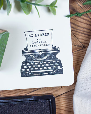 Pieczątka Ex Libris , maszyna do pisania - zestaw