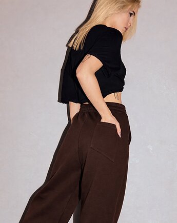 Szerokie dresowe spodnie BASIC OVERSIZE czekoladowe