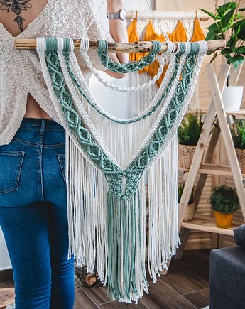 Makrama ścienna ozdoba salonu prezent boho, miaukramy