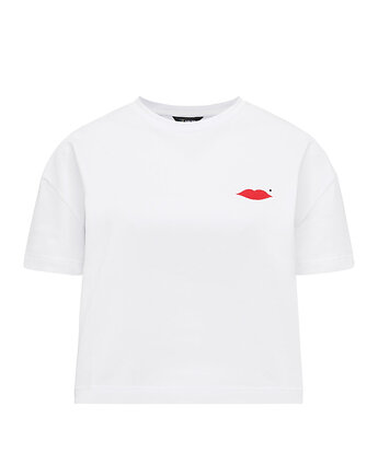 T-shirt Crop-Voila Biały Usta