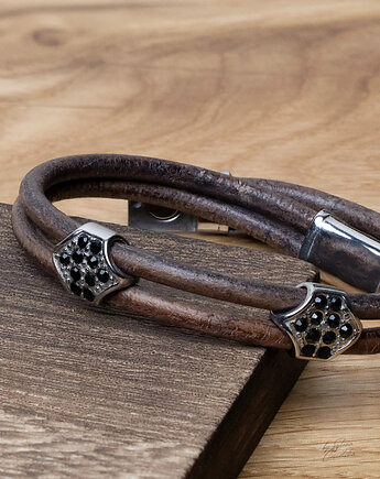 Unikatowa Bransoletka Męska ze Skóry Naturalnej VOIDFANG, Black Mamba Jewelry