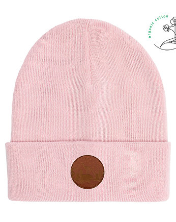 Czapka beanie z bawełny organicznej jasny róż