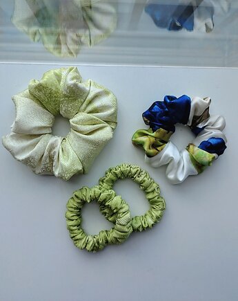 Pistacjowy krem - zestaw jedwabnych scrunchie