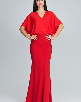 Elegancka sukienka maxi z krótkim rękawem - M577