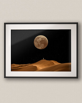 Minimalistyczny plakat poziomy  Spacer nocą - Kolaż Fine Art