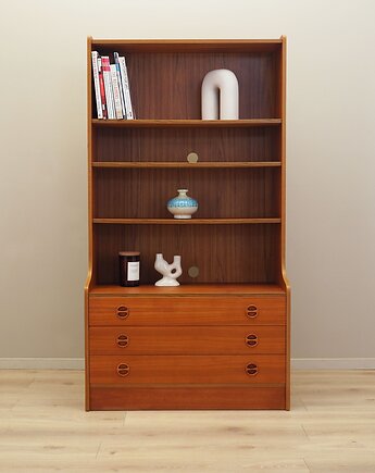 Biblioteczka tekowa, duński design, lata 60, produkcja: Dania