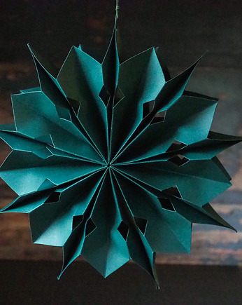 Ażurowa gwiazda z papieru- butelkowa zieleń, 29,5cm