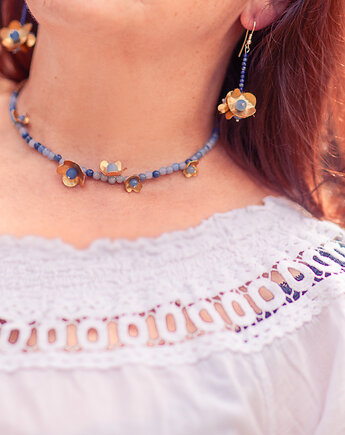 Kolczyki - kwiatki z awenturynu i mosiądzu.  [ŁK5], Anillito