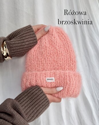 Puszysta czapka Cloud wełna merino alpaka *różowa brzoskwinia*