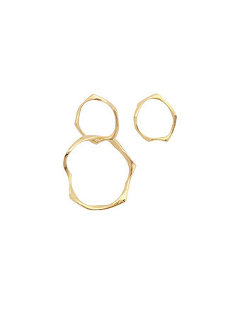 Kolczyki złote WAVES Circle asymmetrical / gold earrings