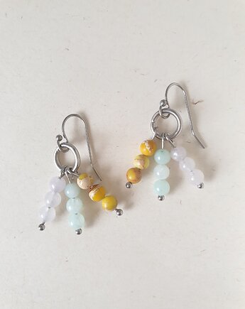Kolczyki BOHO ART jadeit żółty, aqua, jaspis cesarski