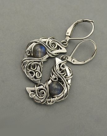Kolczyki księżyce labradoryt wire wrapping