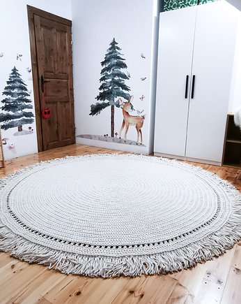 Dywan dziergany pleciony BOHO z frędzlami, e.mi.lenka