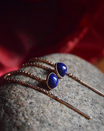 Lapis Lazuli Kolczyki Srebro 18K złoto