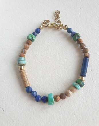Bransoletka ANTYK ERIS jaspis obrazkowy, turkus, lapis lazuli