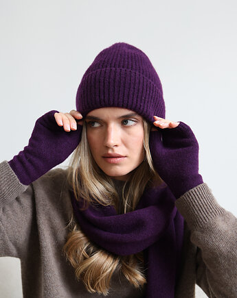 Czapka Merino&cashmere śliwkowa
