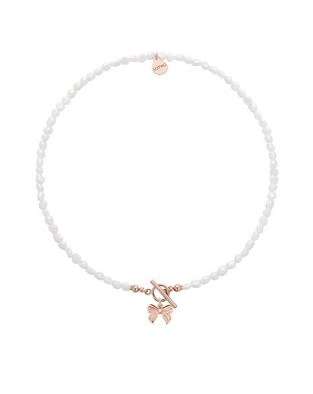 Naszyjnik z pereł naturalnych z kokardką z różowego złota, SOTHO