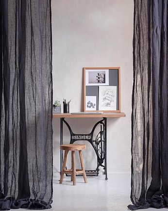 Przejrzysta Zasłona z Lnianego Muślinu - graphite