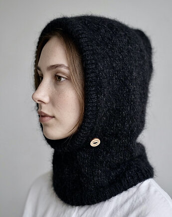 Ręcznie robiona balaclava miękki kapturokomin czapka z alpaką
