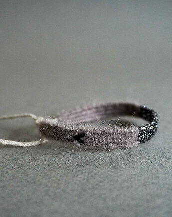 Wąska bransoletka moher i błysk z haftowanym serduszkiem, Słońcem Tkane