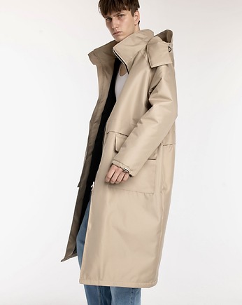 Ocieplana Parka Longline Hoodie Oversize Mocca